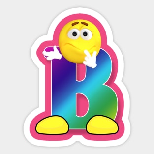 Letter B Alphabet Smiley Monogram Face Emoji Shirt for Men Women Kids Sticker